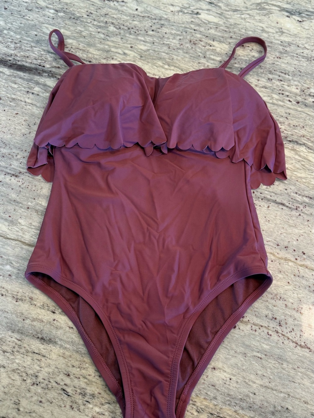 Kona Sol Plum Scalloped One-Piece Swimsuit for Kids